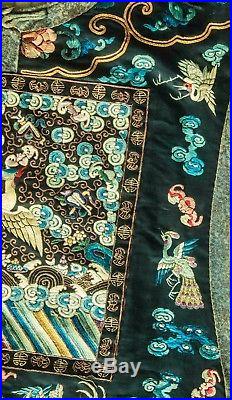 Antique Chinese Qing Dynasty Rare Formal Vest(stole) Rank Badge And Dragons