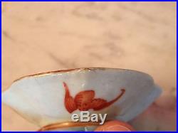 Antique Chinese Qing Dynasty Signed Porcelain Tazza with Dragon Phoenix & Bats