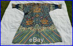 Antique Chinese Qing Imperial Court Embroidered 5 Claw Dragon Silk Summer Robe