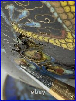 Antique Chinese Qing Period Cloisonne Enamel Vase Dragon & Flowers 7 1/2 READ Antique Chinese Qing Period Cloisonne Enamel Vase Dragon & Flowers 7 1/2 READ