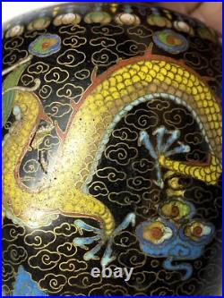 Antique Chinese Qing Period Cloisonne Enamel Vase Dragon & Flowers 7 1/2 READ Antique Chinese Qing Period Cloisonne Enamel Vase Dragon & Flowers 7 1/2 READ