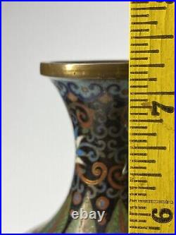 Antique Chinese Qing Period Cloisonne Enamel Vase Dragon & Flowers 7 1/2 READ Antique Chinese Qing Period Cloisonne Enamel Vase Dragon & Flowers 7 1/2 READ