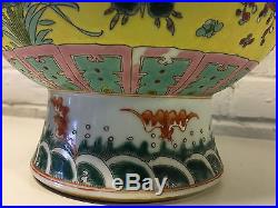 Antique Chinese Qing Republic Porcelain Vase 5 Claw Dragon Fish Bats Kangxi Mark