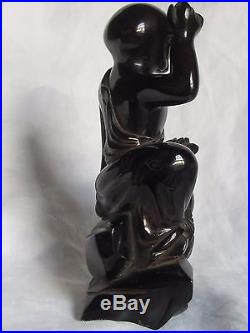 Antique Chinese Republic carved Cherry Amber Bakelite Wise Man Dragon Figurine