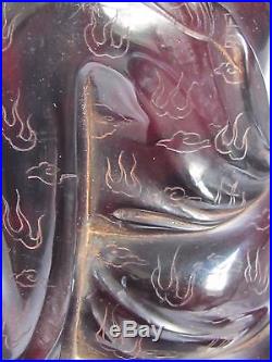 Antique Chinese Republic carved Cherry Amber Bakelite Wise Man Dragon Figurine