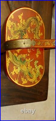 Antique Chinese Rice Tiffin Carrier Dragons Chasing Flaming Pearl Design