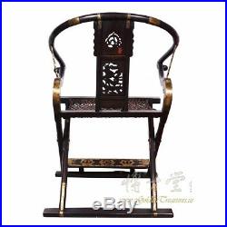 Antique Chinese Rosewood Horseshoe Back Folding Chair 18LP10