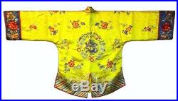Antique Chinese Silk Dragon Robe Embroidery Embroidered Coat Bats Perfect Rare