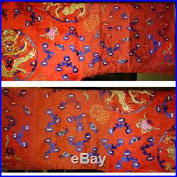 Antique Chinese Silk Dragon Robe Embroidery Opera Theater Embroidered Coat Huge