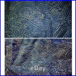 Antique Chinese Silk Dragon Robe Embroidery Qing Estate Kossu Summer Gauze Blue