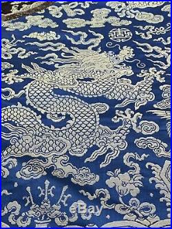 Antique Chinese Silk Dragon Robe With Fine Embroidered Dragons Qing