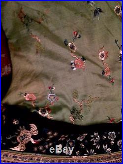 Antique Chinese Silk Embroidered Cranes Dragon Informal Robe