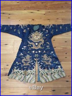 Antique Chinese Silk Embroidered Dragon Coat