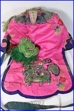 Antique Chinese Silk Embroidery Dragon Festival Hat Child's Embroidered Qing