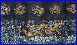 Antique Chinese Silk Gauze Brocade Panel Dragons Roundels