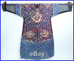 Antique Chinese Silk Gauze Embroidered dragon Robe, ca. 1900
