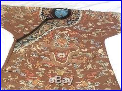 Antique Chinese Silk Kesi Dragon Robe with very fine details & original buttons