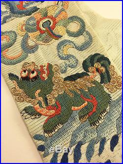 Antique Chinese Silk Rank Badge Textile Dragon Robe Panel Qing Embroidery Sleeve