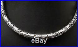 Antique Chinese Silver Collar Necklace Neck Ring Pierced Dragon Design