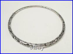 Antique Chinese Silver Collar Necklace Neck Ring Pierced Dragon Design