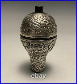 Antique Chinese Silver Dragons Servants Butlers Push Call Button