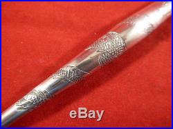 Antique Chinese Silver Quill Holder Or Dip Pen With Dragon Design