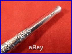 Antique Chinese Silver Quill Holder Or Dip Pen With Dragon Design