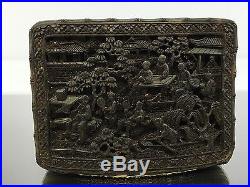 Antique Chinese Snuff Box Made Of Solid Gold & Tortoise Shell Dragons & robe