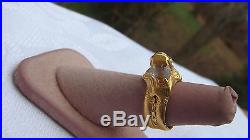 Antique Chinese Solid 22k Gold Women's Dragon Ring