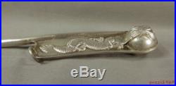 Antique Chinese Sterling Silver Dragon Bosun's Boatswain's Pipe, Call, Whistle