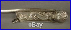 Antique Chinese Sterling Silver Dragon Bosun's Boatswain's Pipe, Call, Whistle