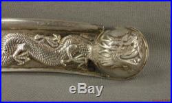 Antique Chinese Sterling Silver Dragon Bosun's Boatswain's Pipe, Call, Whistle