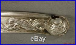 Antique Chinese Sterling Silver Dragon Bosun's Boatswain's Pipe, Call, Whistle