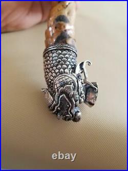 Antique Chinese Sterling Silver Dragon Head Pipe