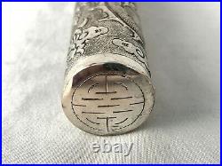 Antique Chinese Sterling Silver Hand Crafted Dragon Cane Umbrella Handle
