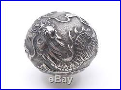 Antique Chinese Sterling Silver Hat Pin Brooch Hatpin Dragon