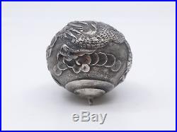 Antique Chinese Sterling Silver Hat Pin Brooch Hatpin Dragon