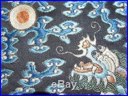 Antique Chinese Textile Silk Embroidery Tapestry Panel Military RANK Dragon