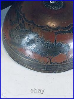 Antique Chinese Three Bronze Garaduated Nestings Bronze Gong Bell Dragon Etched