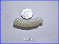 Antique Chinese White Hetian Jade Curved Dragon Bead 1