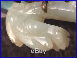 Antique Chinese White Jade Dragon Belt BUCKLE Hook Magnifier Very Old Rare