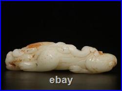 Antique Chinese White Jade Statue with Dragon