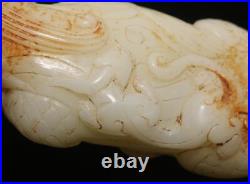 Antique Chinese White Jade Statue with Dragon