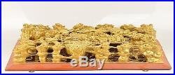 Antique Chinese Wood Carved panel, dragons, gilt, (67 x 46 x 10 cm)