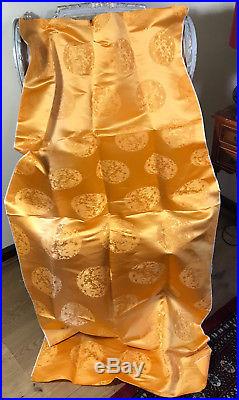 Antique Chinese Woven Yellow Gold Silk Yardage Dragon Roundals
