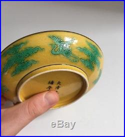 Antique Chinese Yellow Ground Dragon Dish Guangxu Six Character Mark And Period