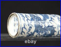 Antique Chinese blue and white Porcelain dragon snuff bottle kangxi mark