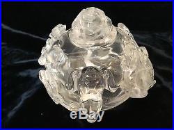 Antique Chinese carved Rock crystal Qing covered jar elephant handle lid dragon