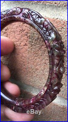 Antique Chinese carved jade double dragon bangle bracelet