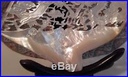 Antique Chinese carving Carved Mother of Pearl / Shell Dragons scene